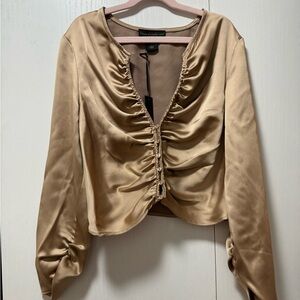 Gold Silky Button Blouse